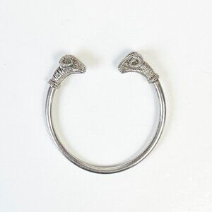 Antique Silver Rams Head Bangle Bracelet